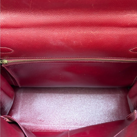 Authentic HERMES KELLY 32 Burgundy Leather courchevel Rouge Ash - Picture 5 of 16